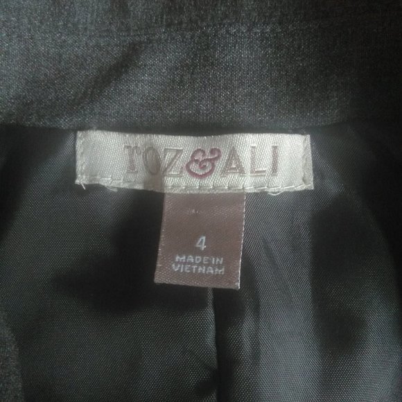 Gray Blazer Fitted Suit Jacket with Button Closure - Picture 6 of 8